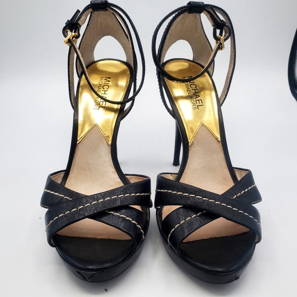 Michel Kors Women Black leather Heels size 8 - Picture 1 of 10